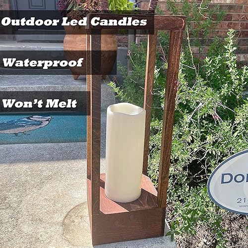 Miniatura 3 de Velas grandes sin llama de 4 x 10 pulgadas para exteriores, impermeables, funcionan con pilas, velas parpadeantes de resina plástica con