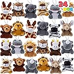 JOYIN 24 Pcs Mini Safari Animal Plush Toys (24 Units 3 Each), Animals Keychain Decoration for Kids, Small Stuffed Animal Bulk for Kids, Carnival Prizes, School Gifts, Christmas Goodie Bags