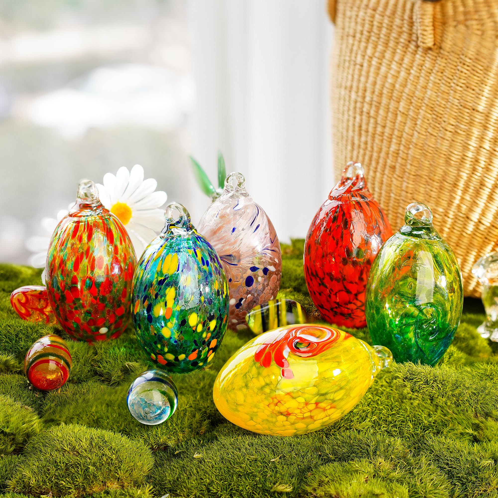 Boule De Sorcière En Verre Soufflé à La Main EUSTUMA - Décoration Suspendue Pour Jardin Ou Intérieur