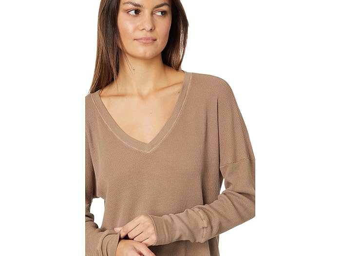 Washed Cotton Modal Thermal Long Sleeve V-Neck Tunic - Image 1