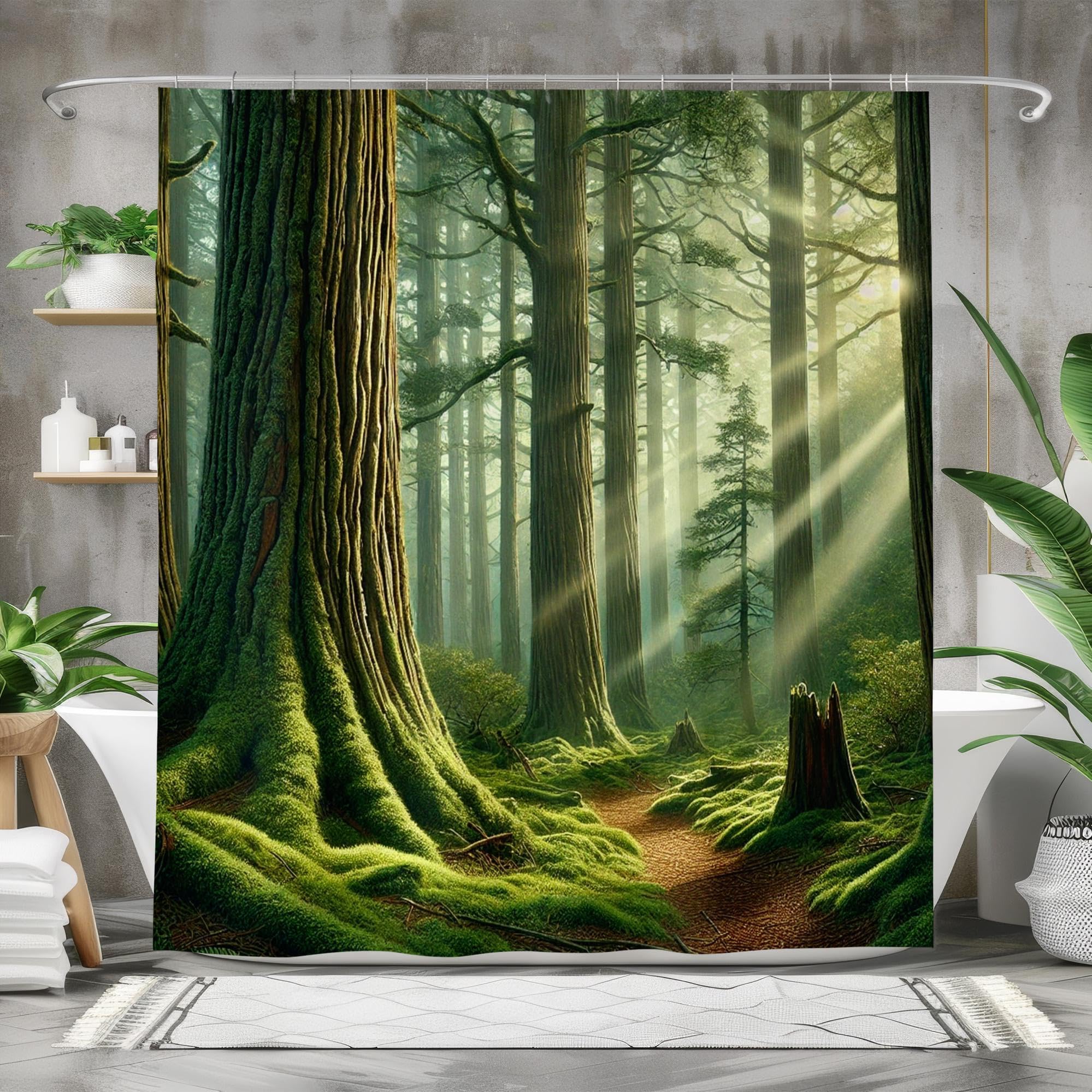 Rideau de douche forêt en tissu durable aux finitions soignées 180x150