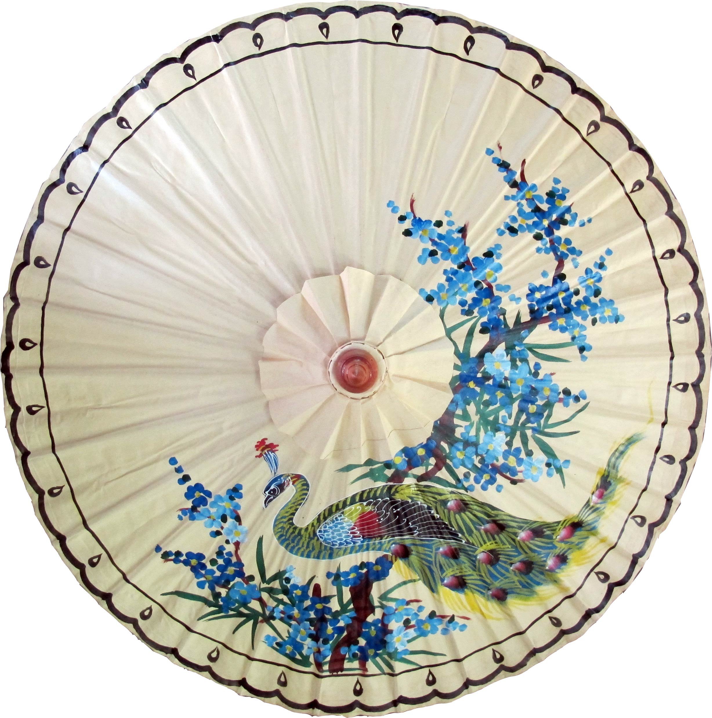 Oriental-DecorFashion Rain Umbrella, Traditional Design, Bamboo Frame, Hand-Painted Design, Large 35 inch Size