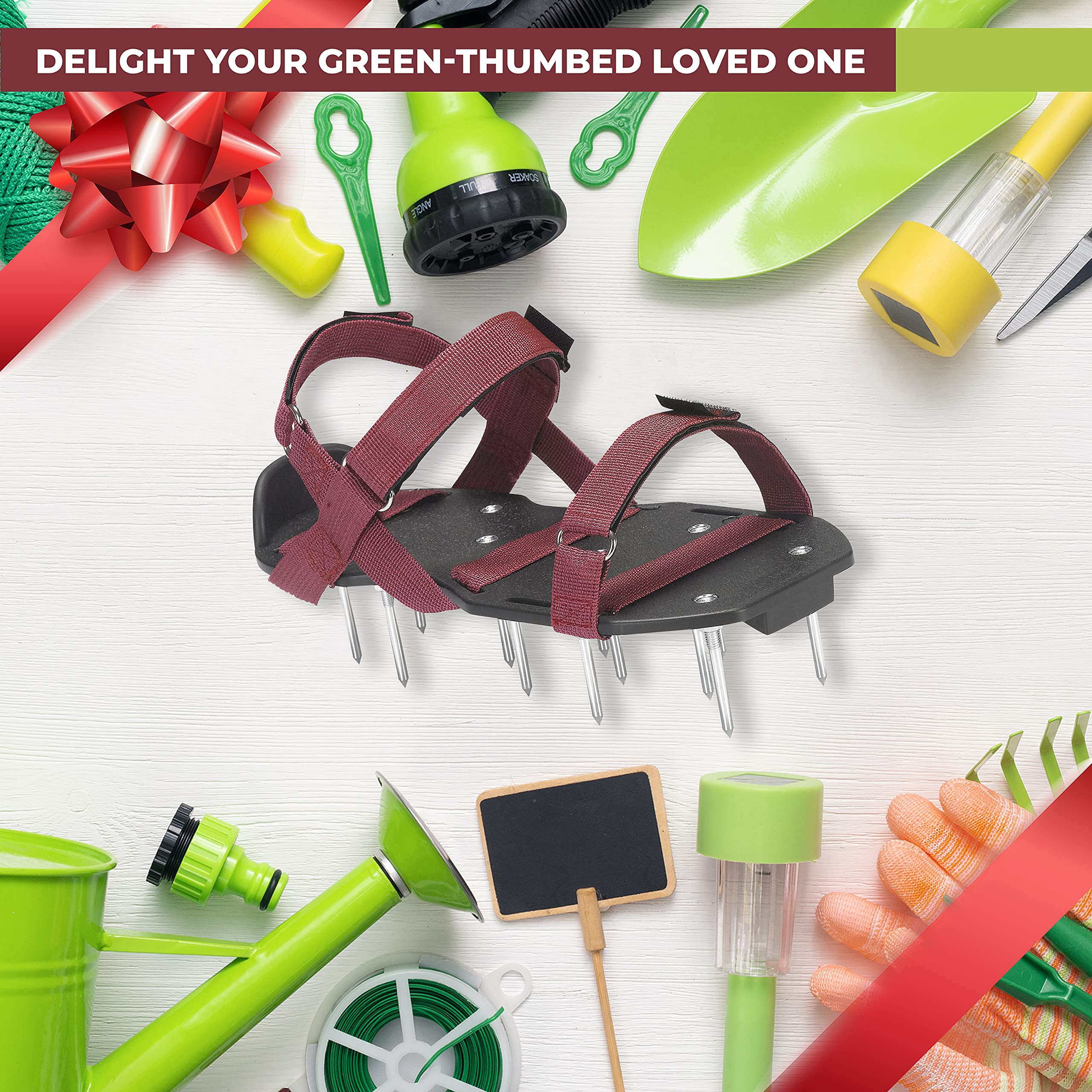 Zapatos aireadores de césped con correas de gancho y bucle, manual, llave premontada, ajustable, elegante, talla única, para todo Herramienta para césped y jardín reduce la paja,