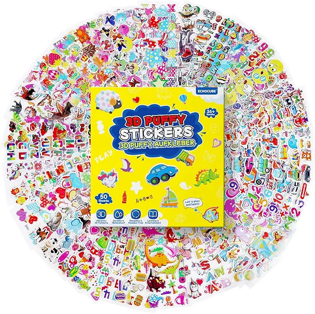 3D Puffy Stickers - Reusable Unicorn Dinosaur Numbers for Kids Crafts & Party Decorations