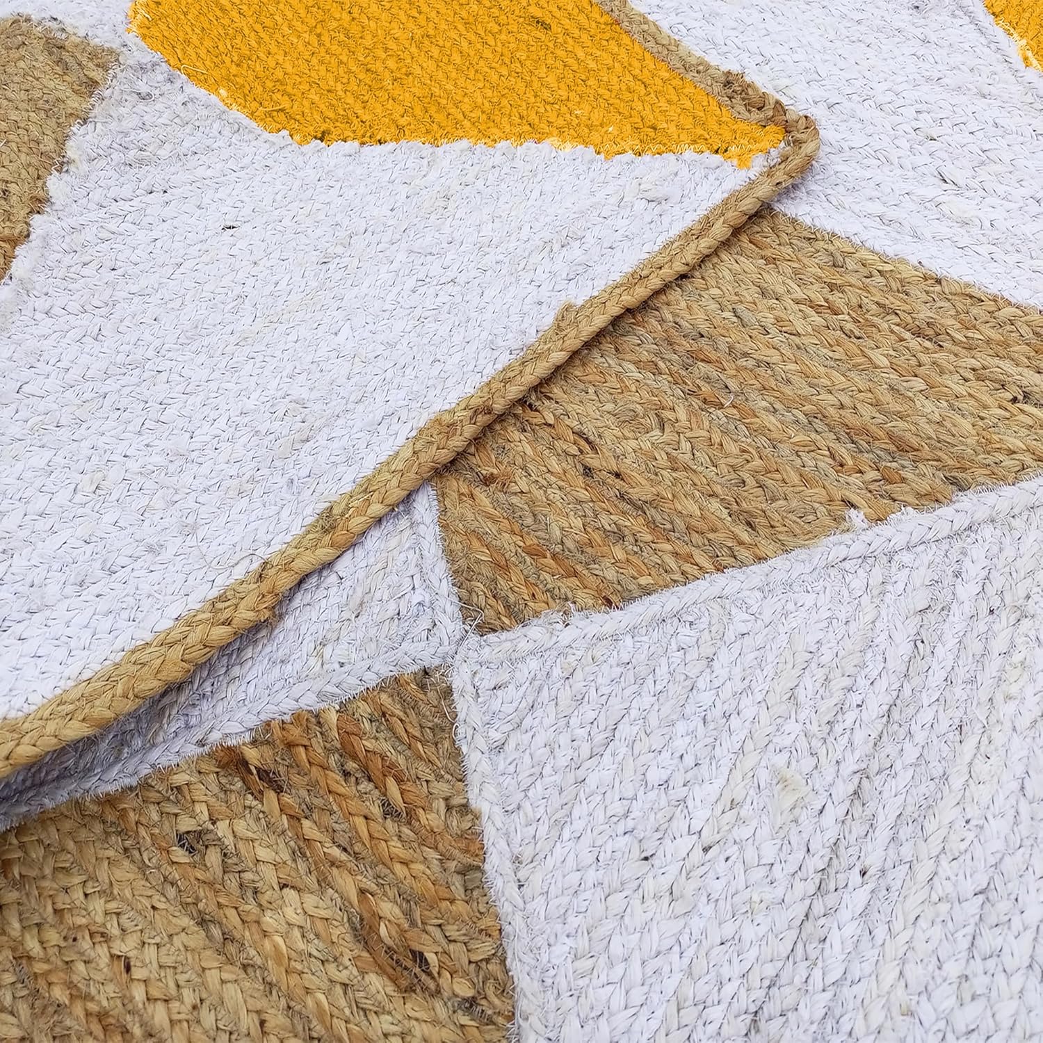 Hand Braided Jute 10x18 Ft Kilim Flatweave Rug Natural Fiber Geometric Yellow Jute Rugs Ideal for High Traffic Area Living Room Bedroom Farmhouse Large Space & Home Décor