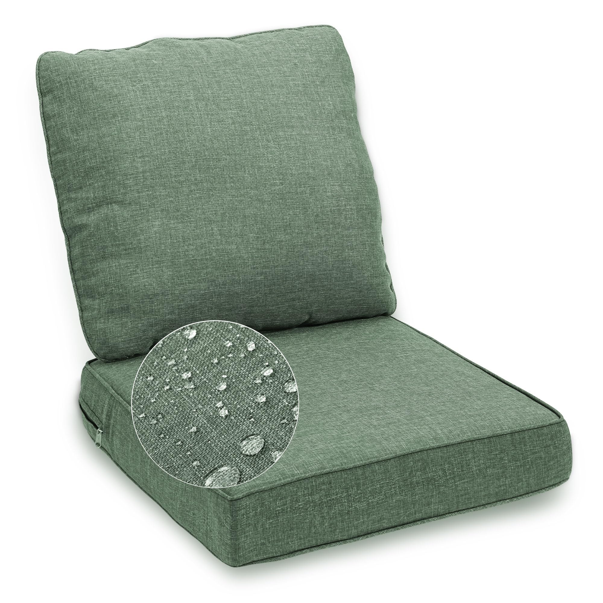 Outdoor Chair Cushion Set, Thickened 24 x 24 x 5 Inch Patio Furniture Cushions, Waterproof & Fade Resistant Outdoor Seat Cushions with Ties for Chair Sofa Couch (Dark Green)