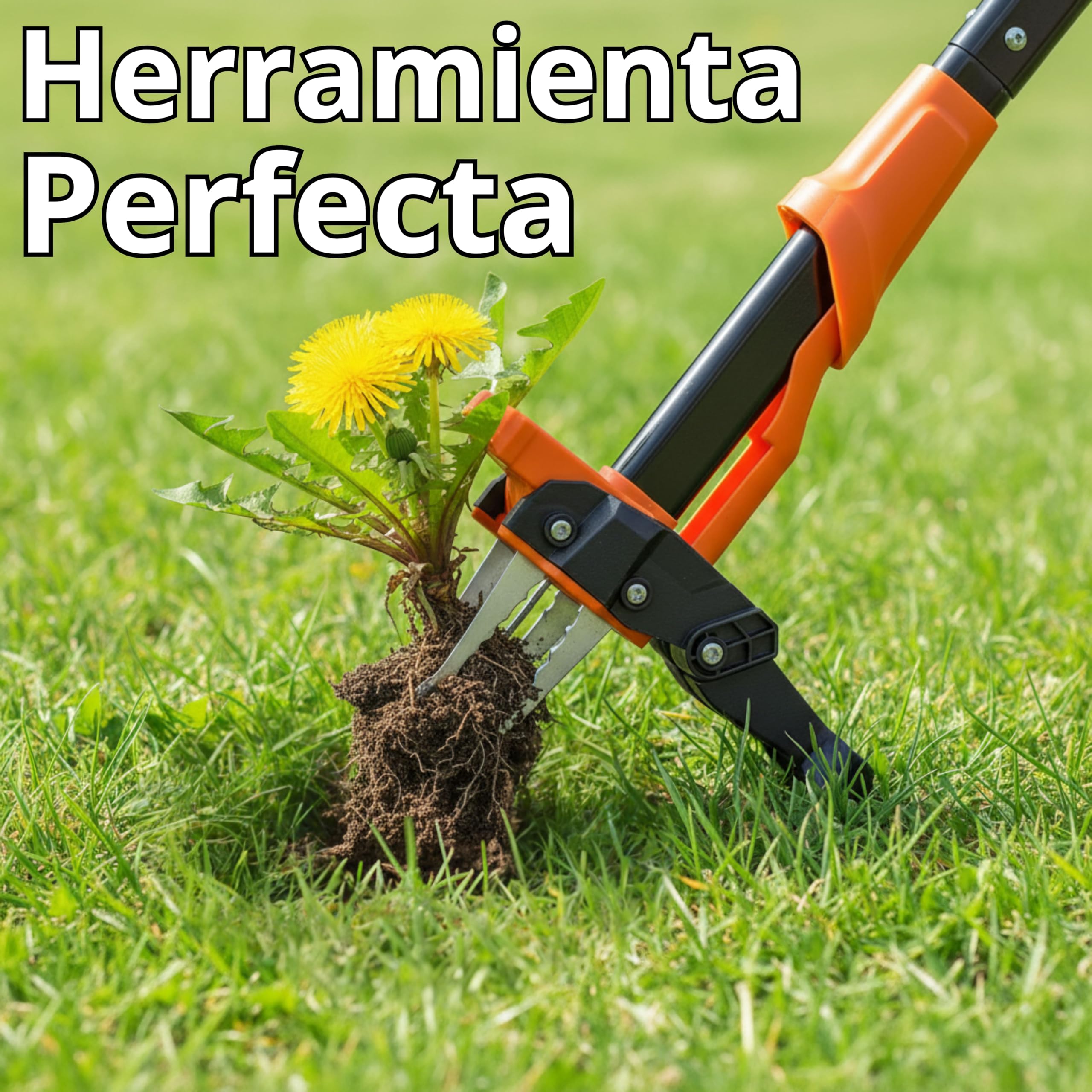 Extractor Malas Hierbas con 4 Puntas de Acero Ultrarresistente y Eyector de Plantas | Herramienta para Quitar Malas Hierbas Jardin Sin Agacharte Y Sin Esfuerzo. Deshierbador Manual Largo 100 Cm