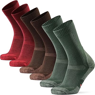 DANISH ENDURANCE Merino Wool Hiking Socks for Men & Women Crew Length & Thermal 3 Pack