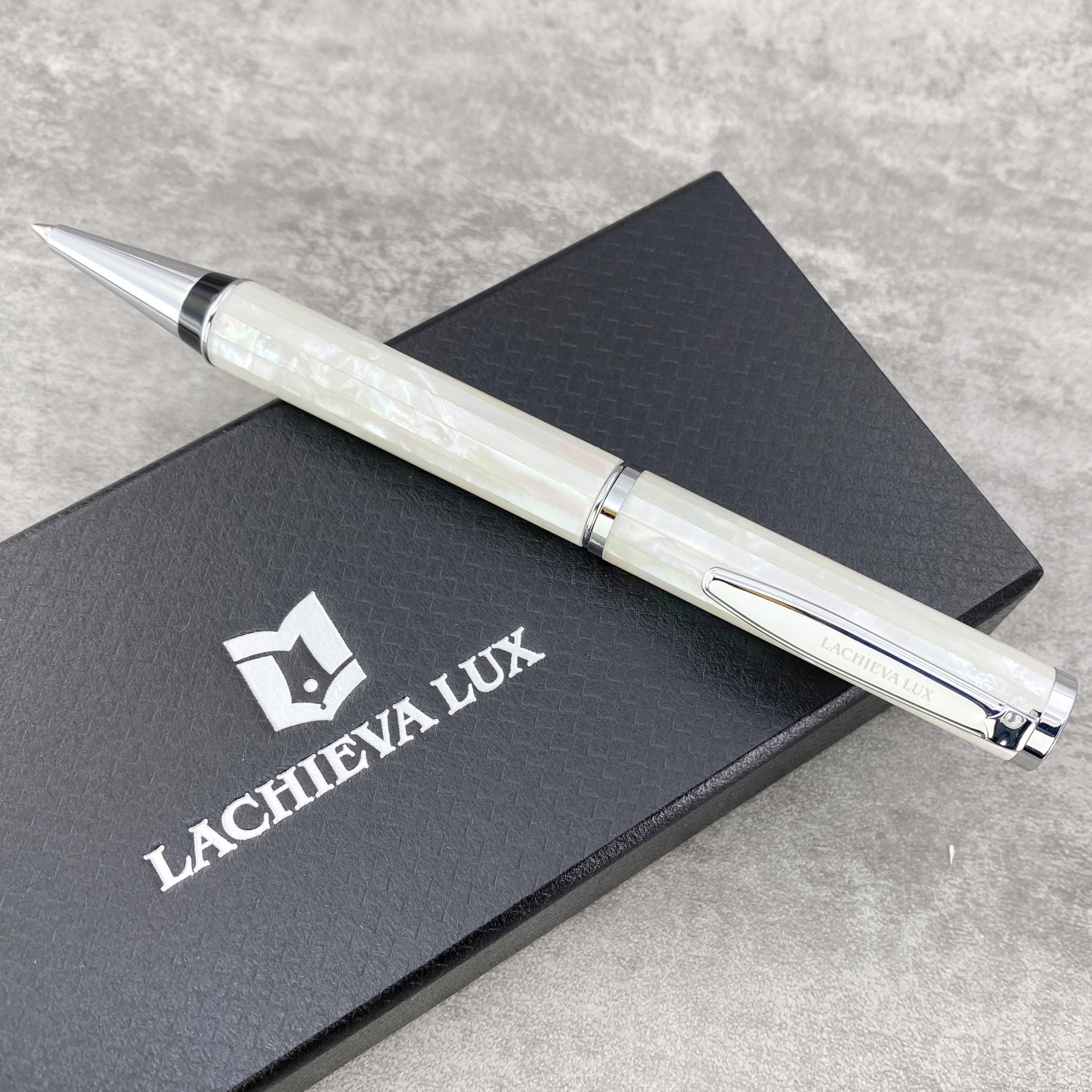 LACHIEVA LUX Stunning Handcrafted Mother of Pearl Ballpoint Pen with German P900M 1 0MM Refill Luxury White Shell — view 2