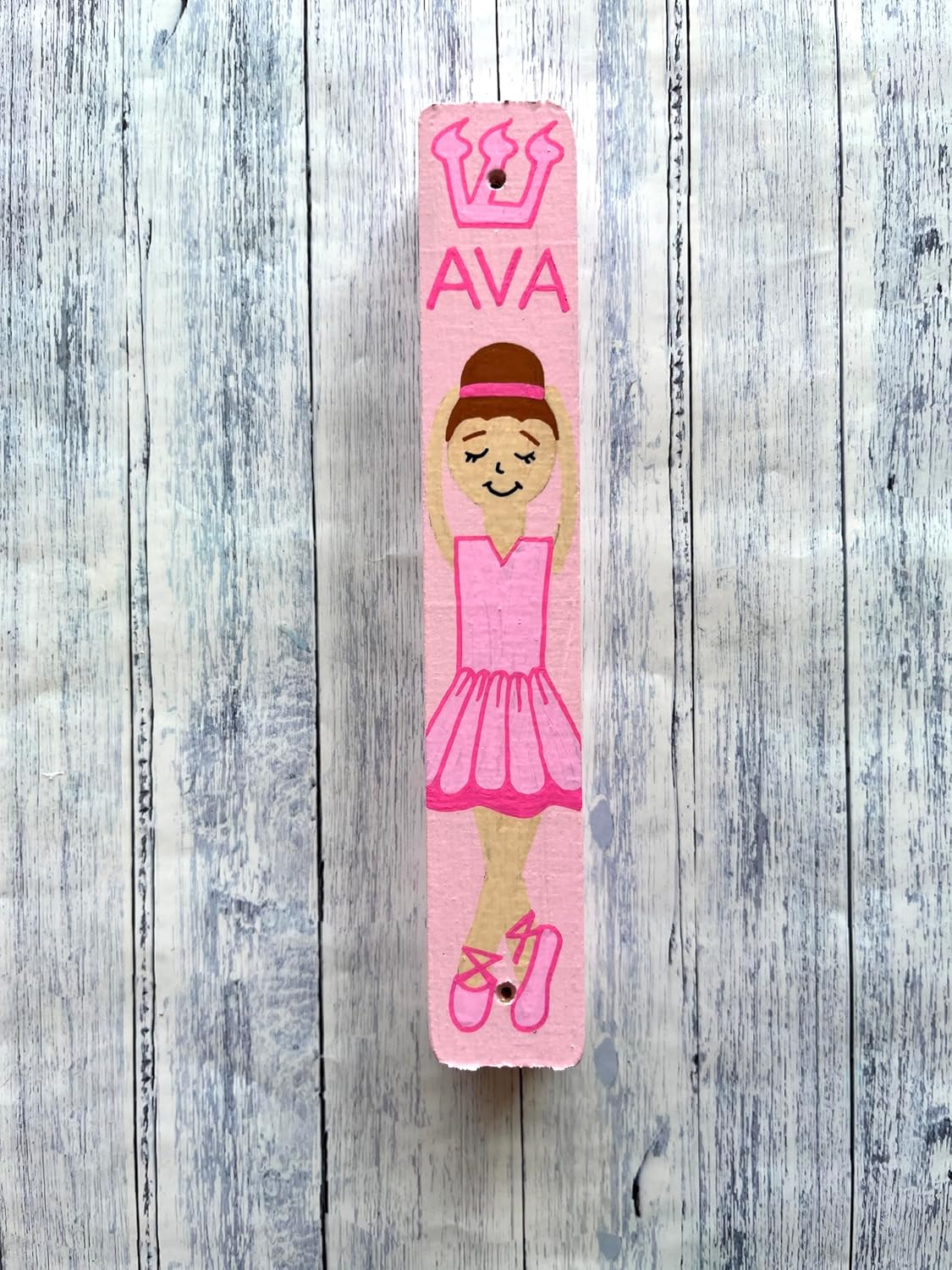 Ballerina Mezuzah, Personalized Jewish Children's Scroll Case, Hebrew Baby Naming, 1st Birthday Girl Gift