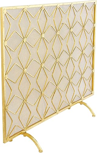 Miniatura 5 de UMA Enterprises Home and Hearth Pantalla para chimenea, tejido de rombos, hierro rústico.