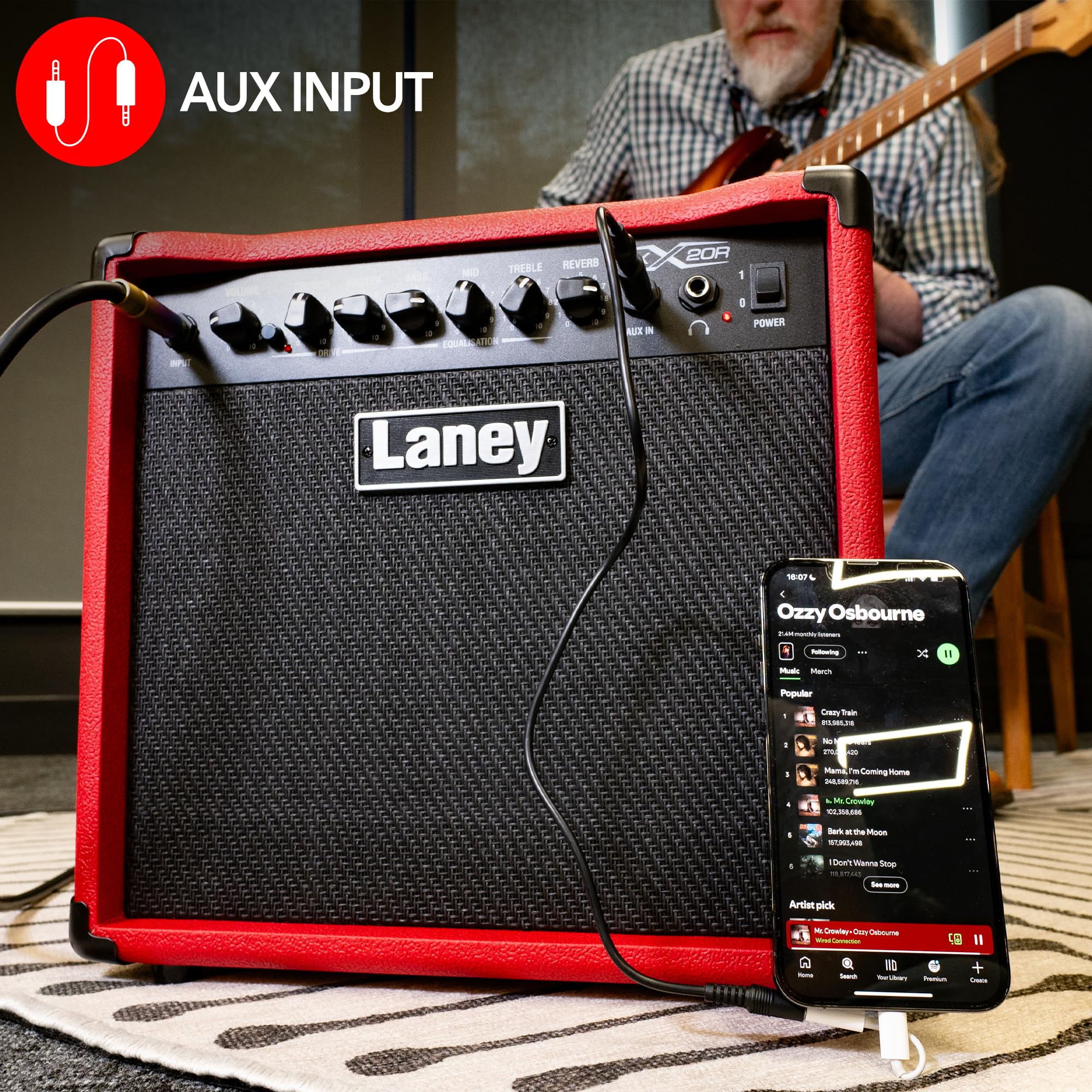 Laney LX20R LX Series - Guitar Combo Amp - 20 Watt - Red