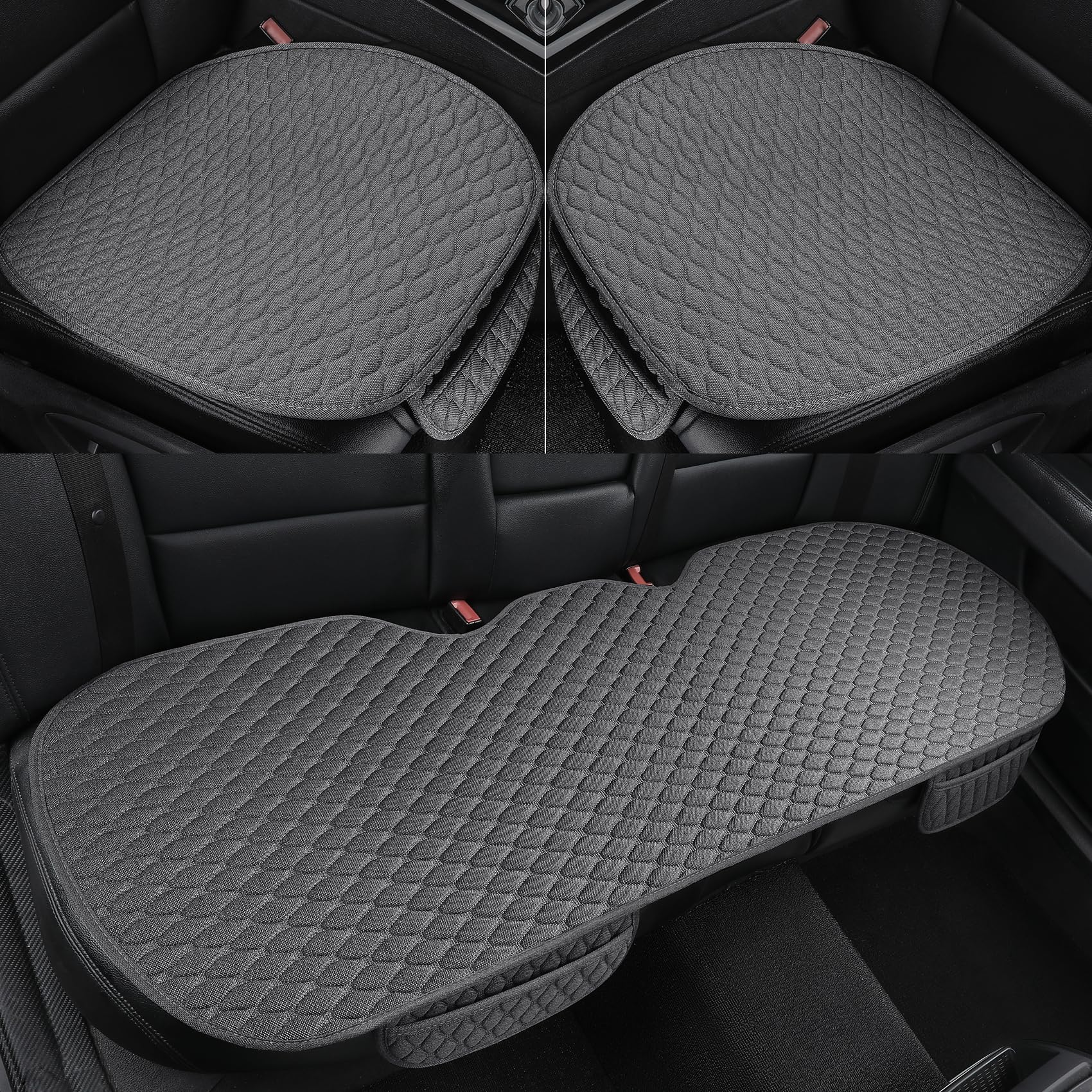 EifBrisa Car Seat Covers Cushion Pad, Seat Covers for Cars, Super Breathable, Warm in Winter and Cool in Summer, Anti-Slip, Storage Bags, Universal Seat Covers Fit for Most Sedans((3Pcs Gray)