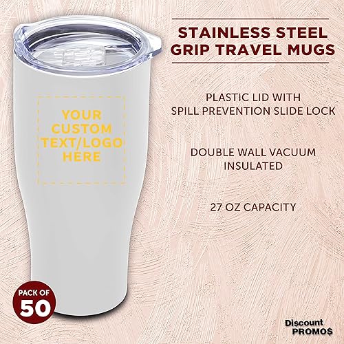 Miniatura 129 de Tazas de viaje personalizadas de acero inoxidable de 27 onzas, juego de 10, paquete personalizado a granel, perfectas para café, refrescos, otras