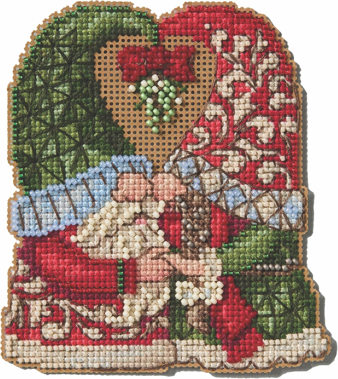 Mill Hill Mistletoe Couple Gnomes Counted Cross Stitch Ornament Kit 2025 Jim Shore Collection JS202516, 3 x 5 inches, Multi