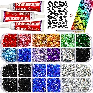 Rhinestone Glue Clear with Rhinestones for Crafts, Flatback Crystal Gems Bling Bedazzler kit with All-Purpose Adhesive Glu...