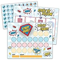 Vista 10 de Tabla de calcomanías de entrenamiento para ir al baño de construcción para niños y niñas, 10 tablas de entrenamiento para ir al baño con 216