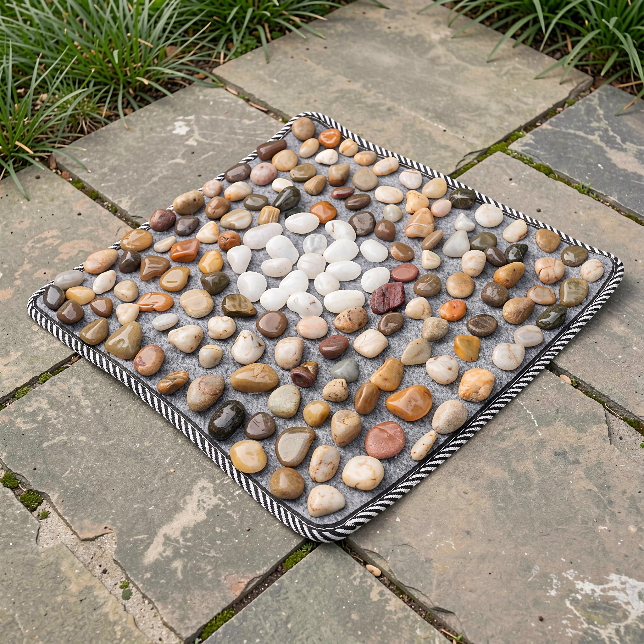 FRCOLOR Alfombra antideslizante de piedra de río para jardín, 40 cm (15,7