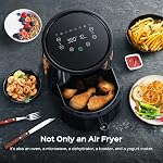 DREO Air Fryer - 100℉ to 450℉, 4 Quart Hot Oven Cooker with 50 Recipes, 9 Cooking Functions on Easy Touch Screen, Preheat, Shake Reminder, 9-in-1 Digital Airfryer, Black, 4L (DR-KAF002)