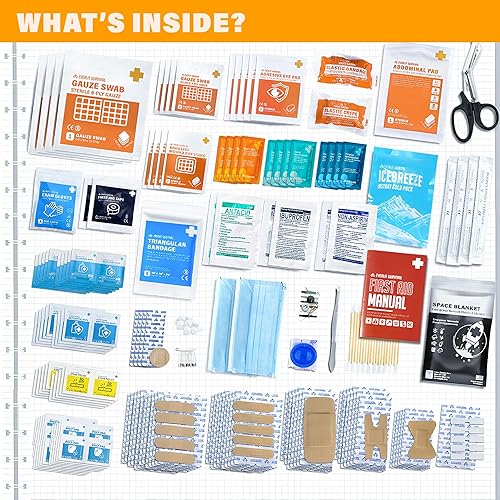 Miniatura 3 de EVERLIT Kit de primeros auxilios que cumple con la OSHA, 400 piezas, kit de emergencia esencial para montar en la pared, para el hogar, negocios,