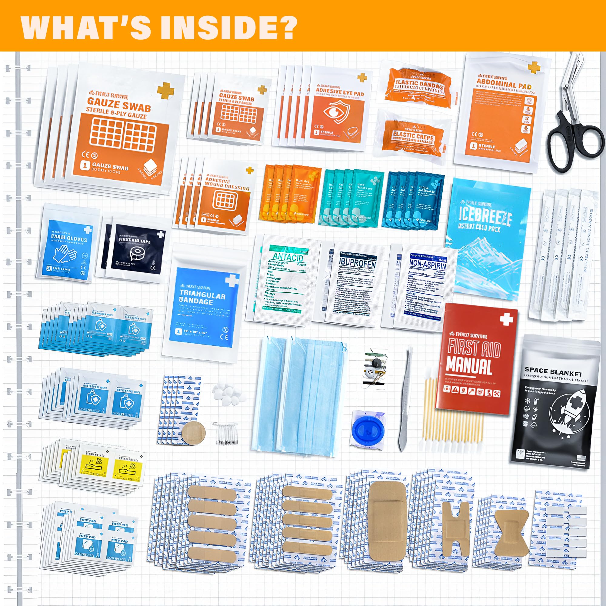 EVERLIT 400 Pcs OSHA Compliant First Aid Kit (Orange) — Amazon image 3