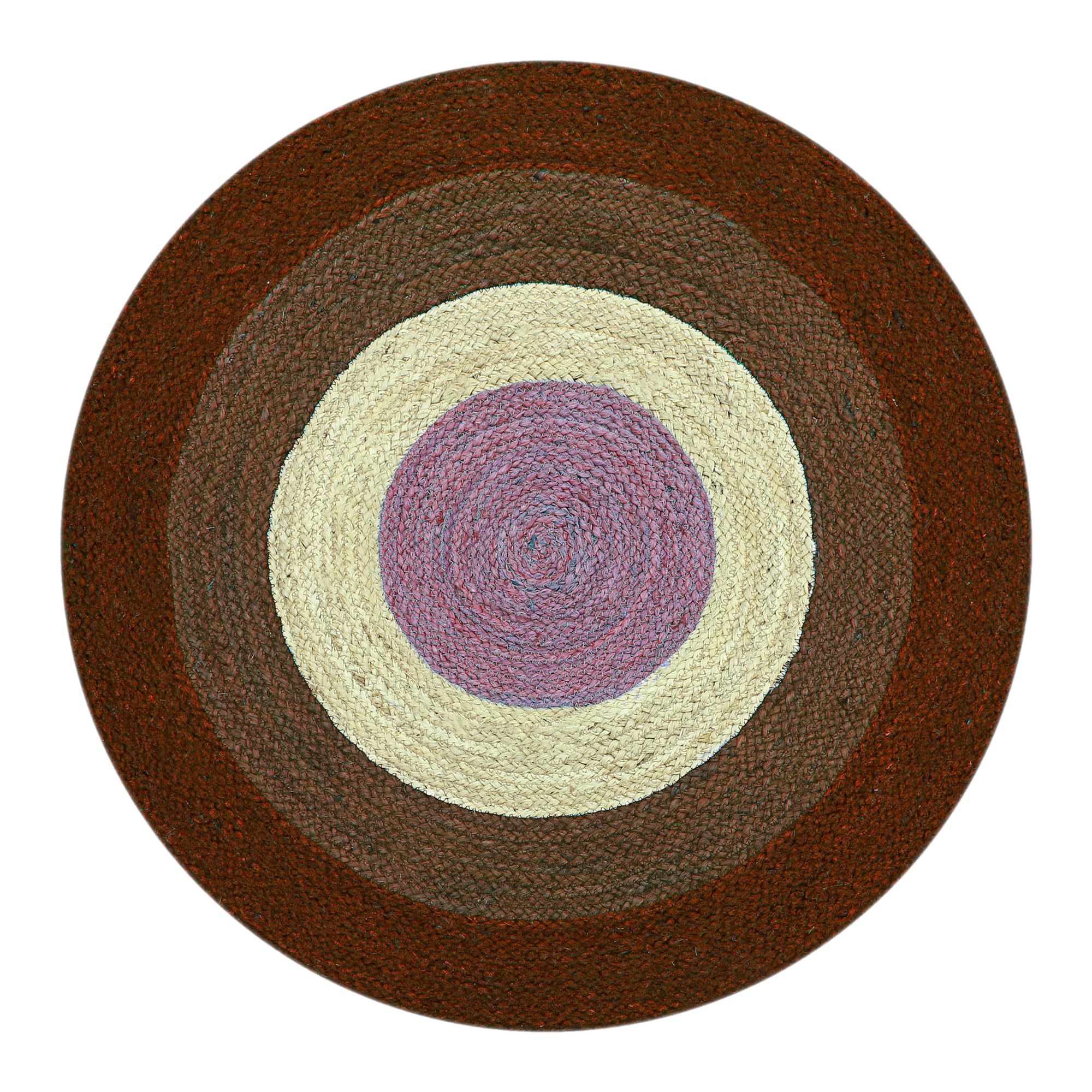Tapis rond en jute tressé haut de gamme marron beige tissage plat