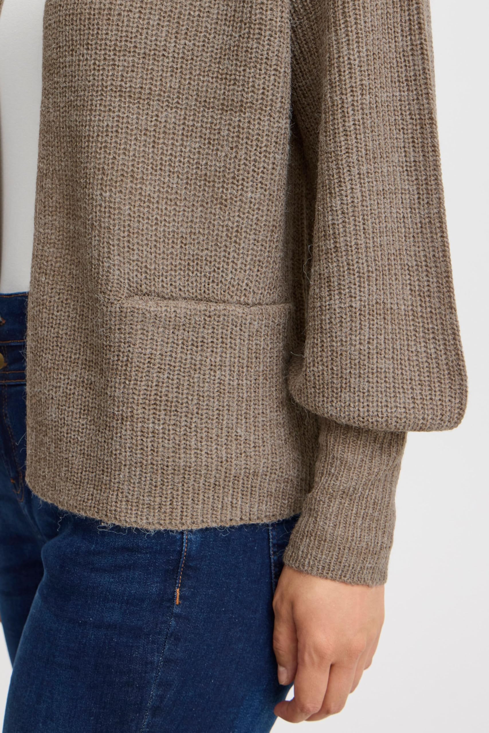 fransa FRERETTA Damen Strickpullover Feinstrick Pullover Strickjacke Langarm Taschen Grobstrick Regular fit