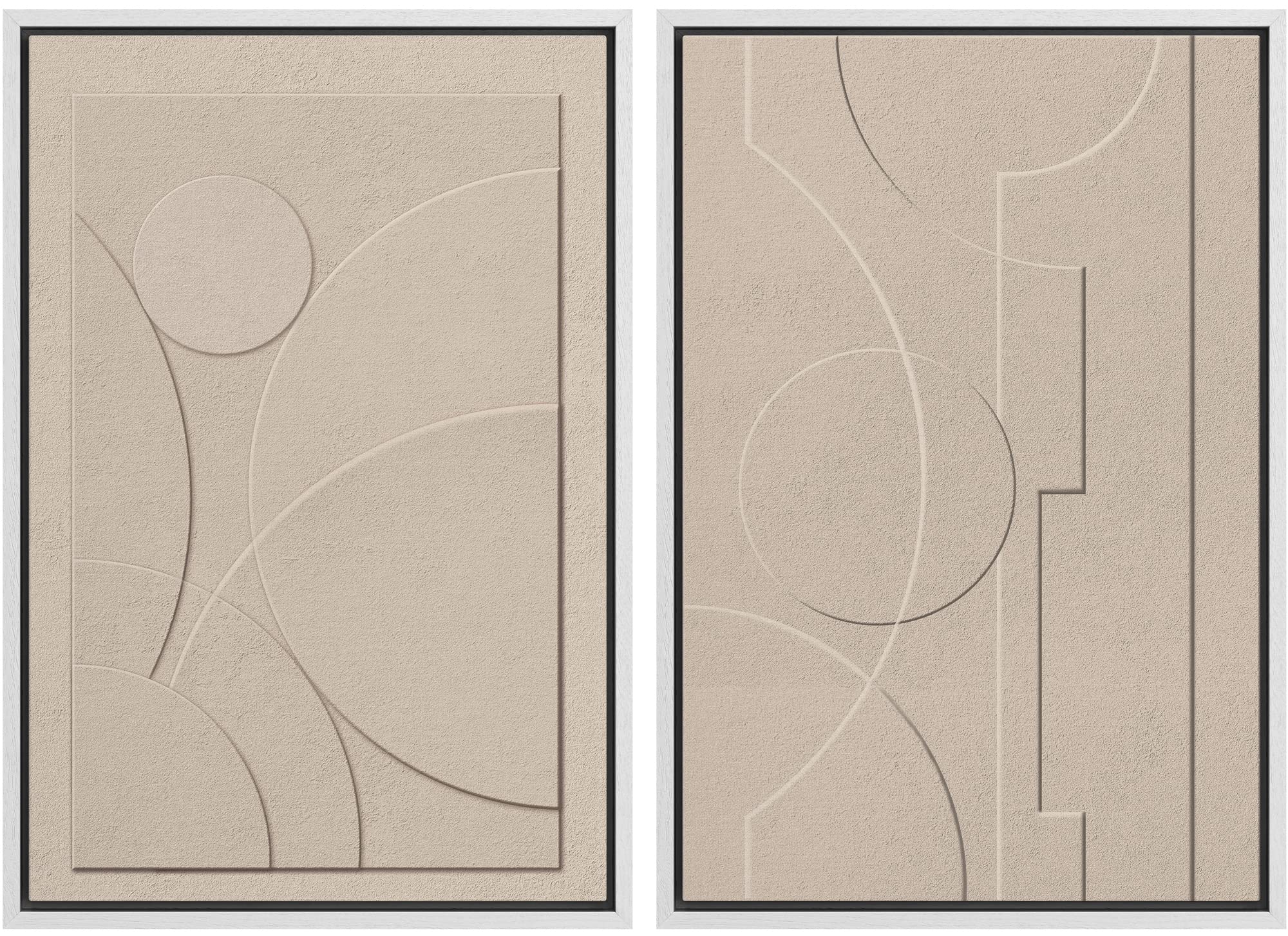 SIGNWIN Framed Canvas Print Wall Art Abstract Wave Pattern Modern Art Minimalist Neutral Decor for Living Room, Bedroom, Office - 16"x24"x2 Natural — view 63