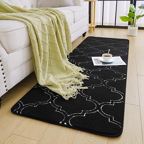 Vista 75 de Chicrug Alfombra geométrica moderna para dormitorio, alfombra de interior de espuma viscoelástica, de 3 x 5 pies, alfombra mullida para sala de Azul