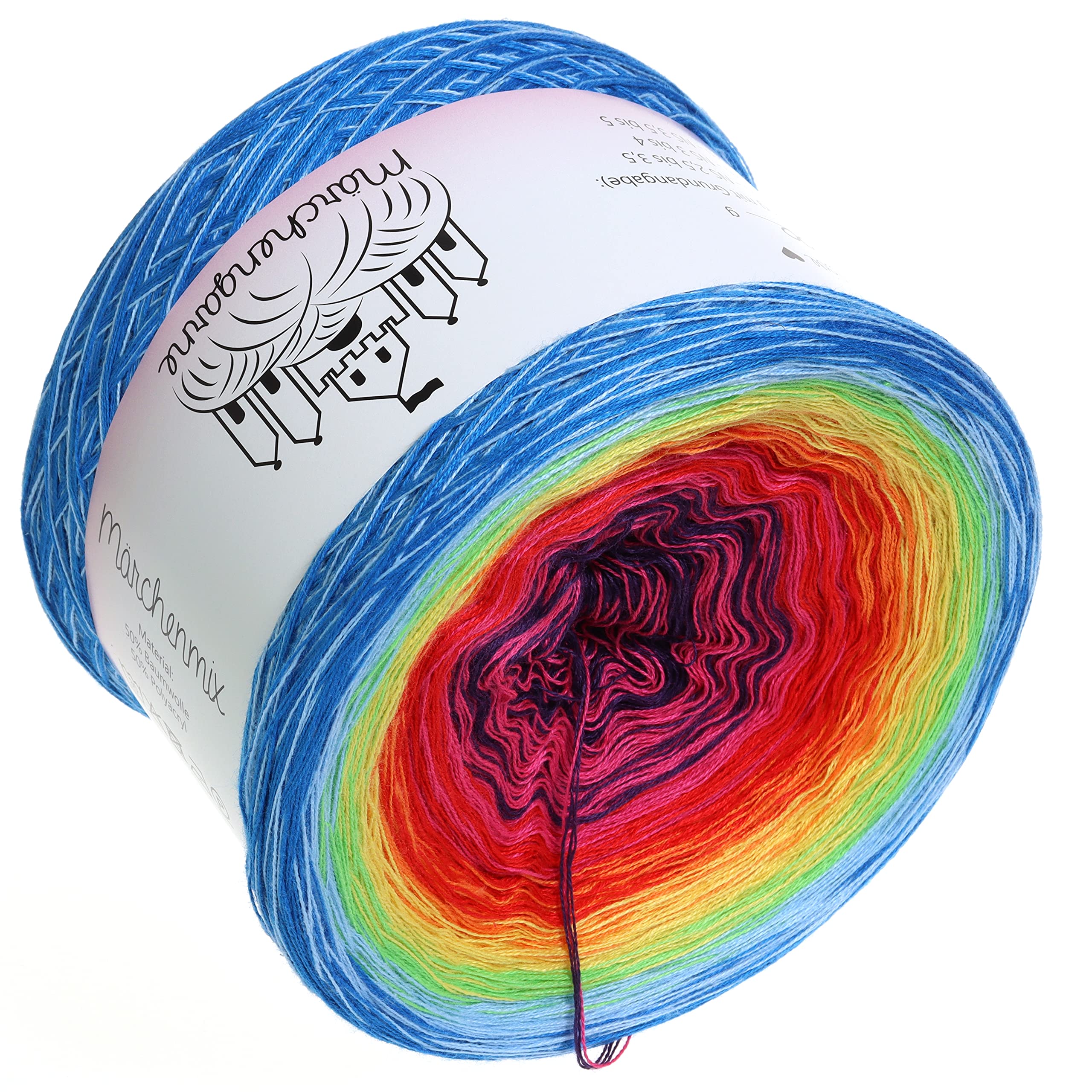 Bobbel Farbverlaufsgarn Regenbogen – 3fädig, Sea Blue, 300g/1500m, Zum Stricken & Häkeln