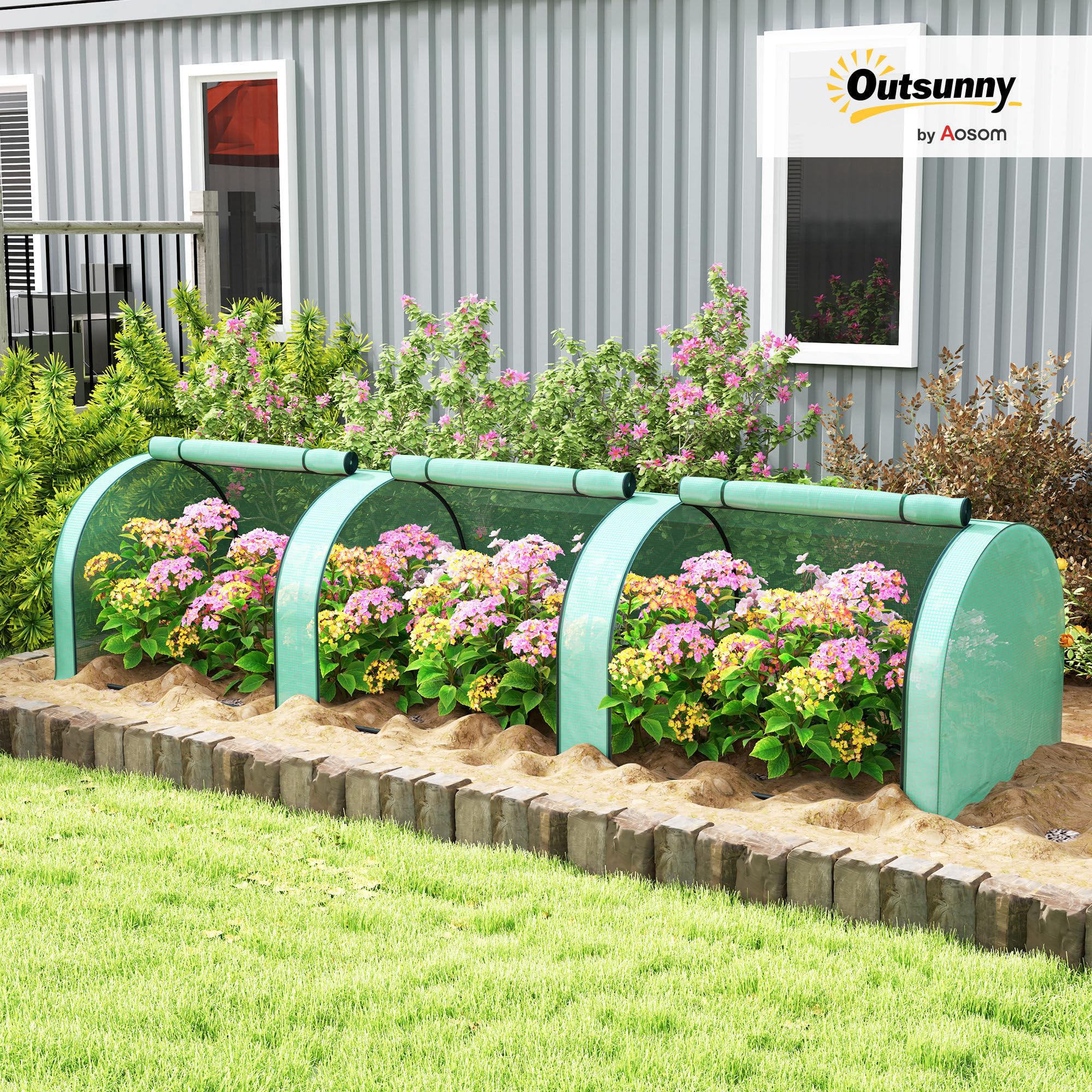 Outsunny Invernadero de acero 350 x 100 x 80 cm, color verde | Invernadero de aluminio con puerta enrollable con cremallera, invernadero, tomates, tomates y verduras