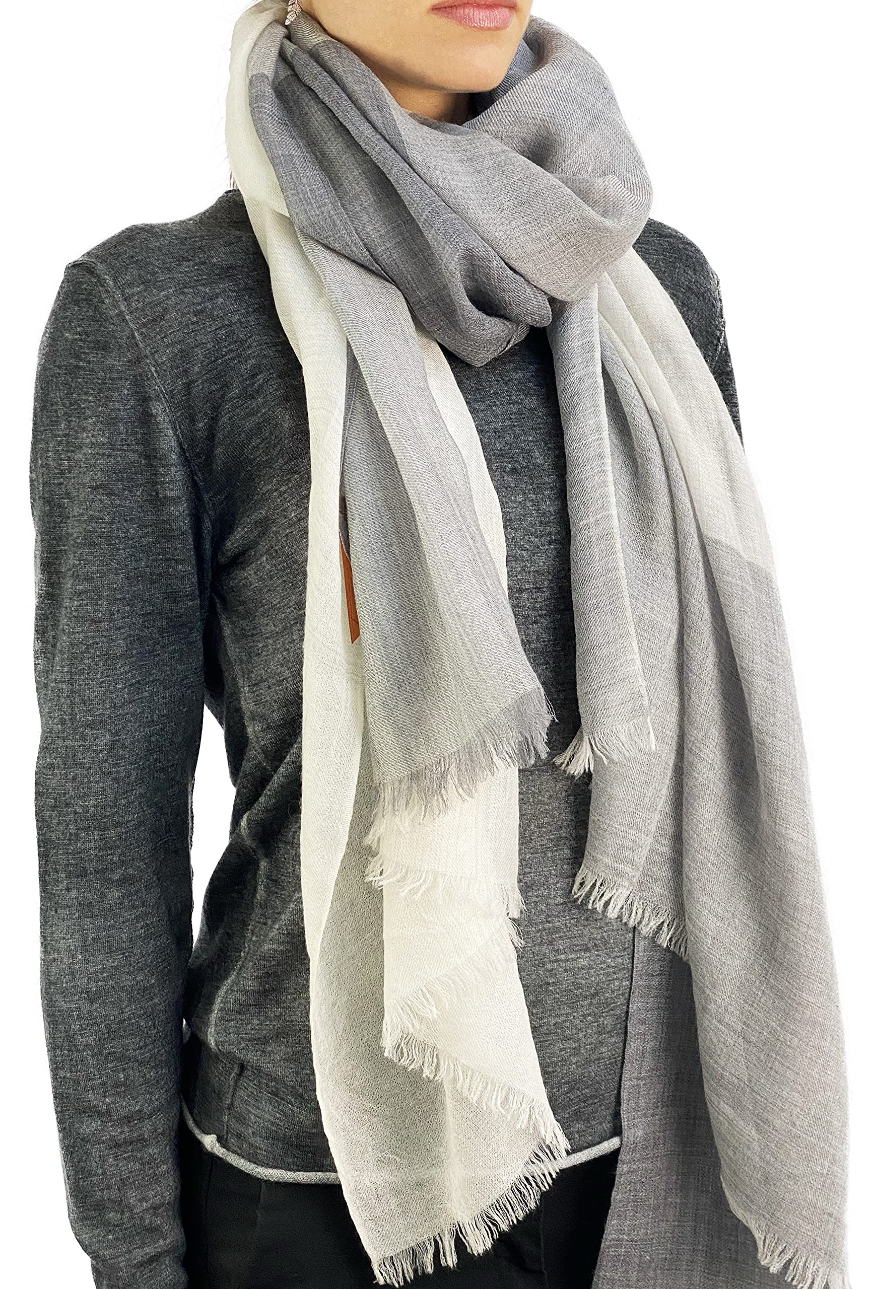 estolas, bufanda, accesorios - Quadro white, Blanco Gris, Talla única