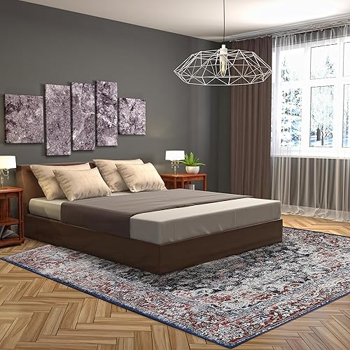 Miniatura 7 de JML Alfombra de área de 6 x 9 pies para sala de estar, alfombra lavable para dormitorio, antideslizante, tamaño completo opcional (3 x 5  4 x 6  5 x