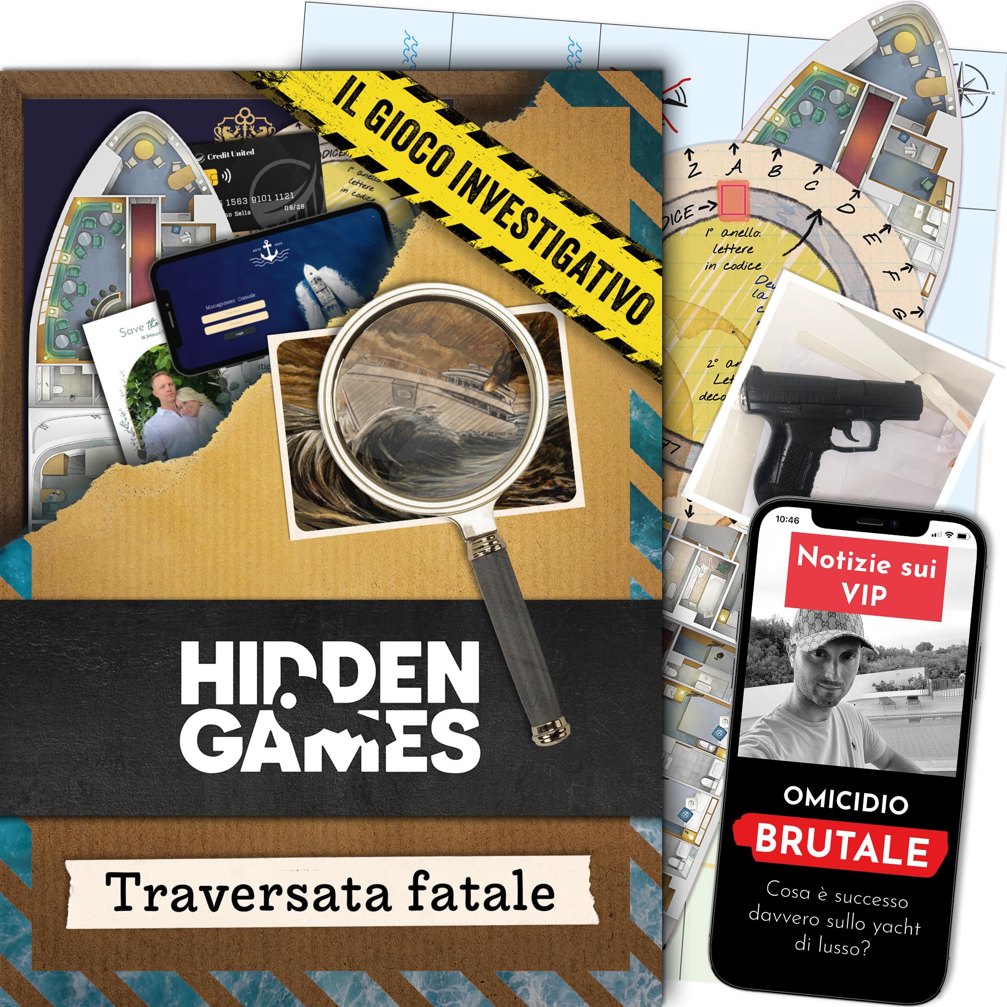 Hidden Games Luogo del Reato - Traversata Fatale - Italiana - Gioco realistico Della Scena del Crimine, gioco emozionante del Detective, gioco Della Stanza di fuga