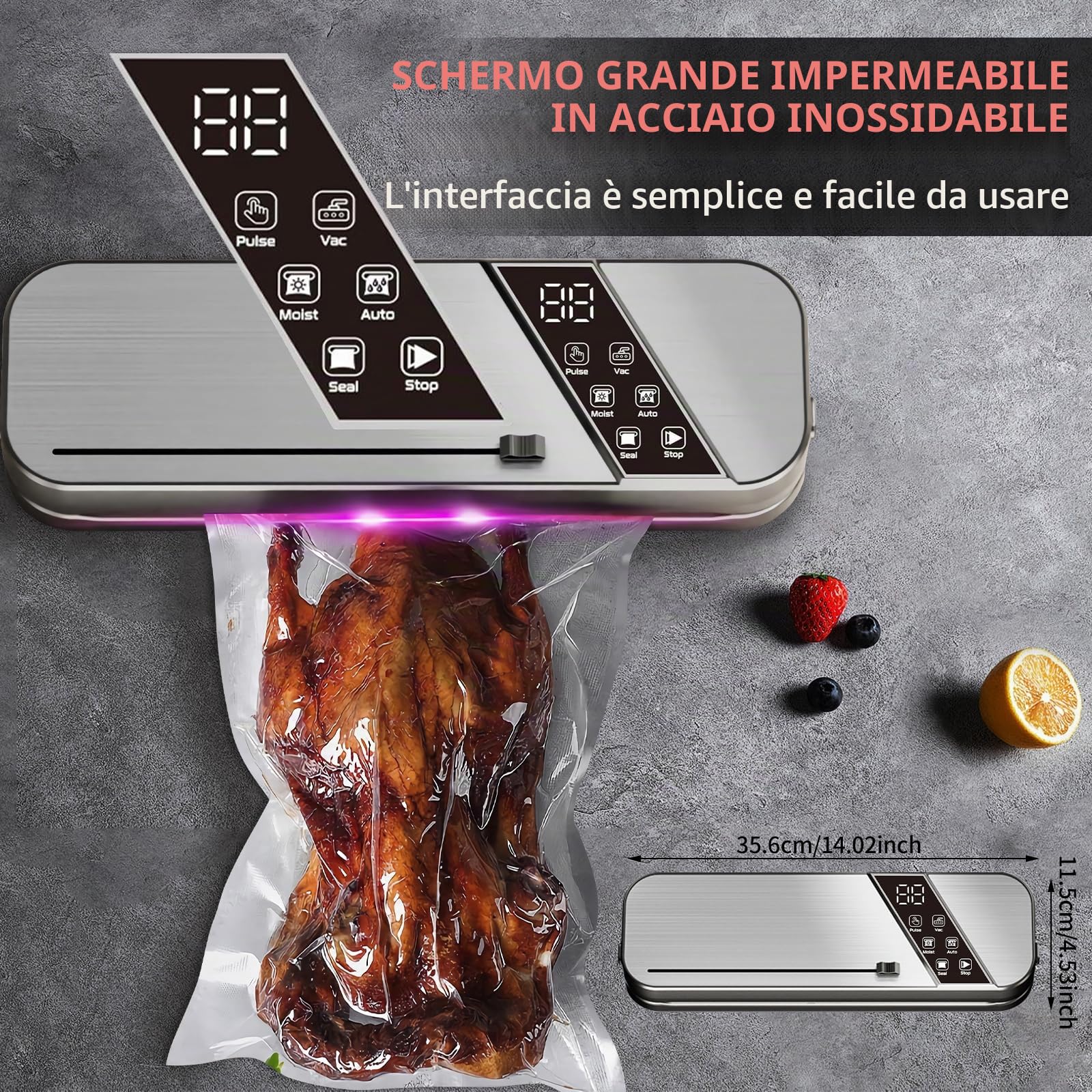 Macchina sottovuoto per alimenti professionale UV, 15L/Min sigillatore a vuoto con 100 sacchetti sottovuoto inclusi, sottovuoto per alimenti per cottura sous-vide