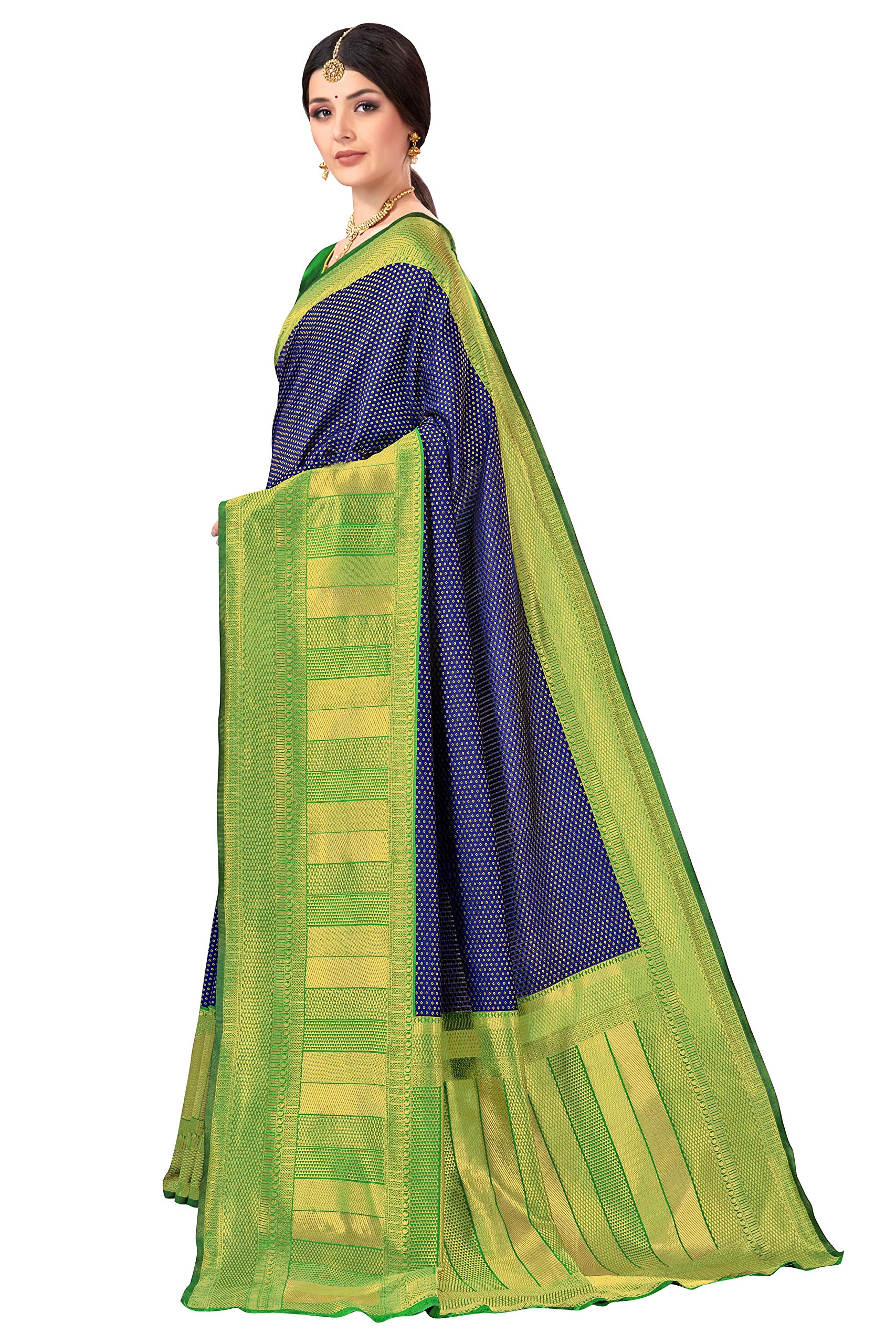 Glory Sarees Women’s Banarasi Saree (Bridal_Silk134_Navy)