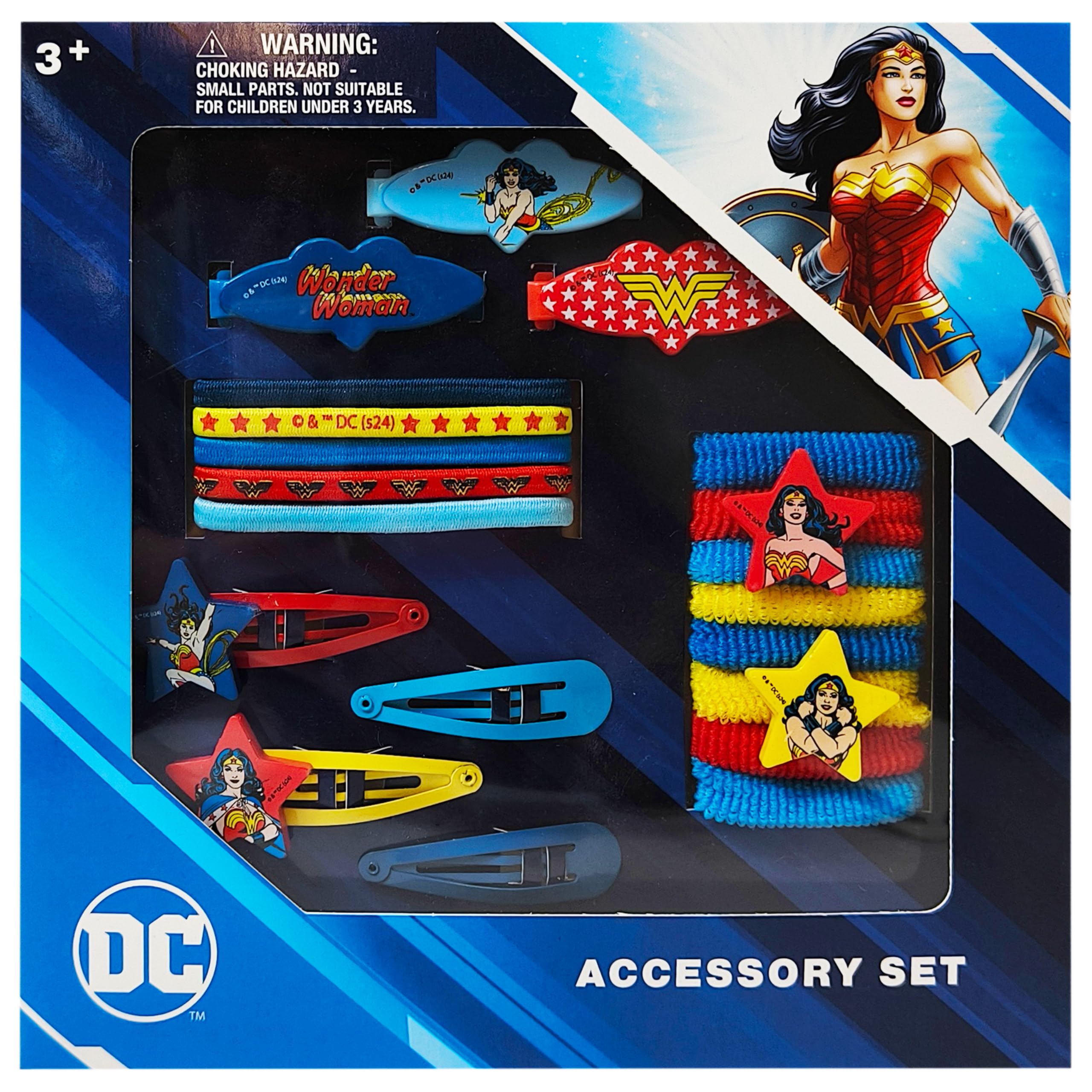 Wonder Women Girls' Hair Accessories Set - 20 Pack - 3 Barrettes, 4 Snap Clips, 5 Elastics, 8 Terry Ponies - Everyday Wear, Special Occasions, Ages 3+