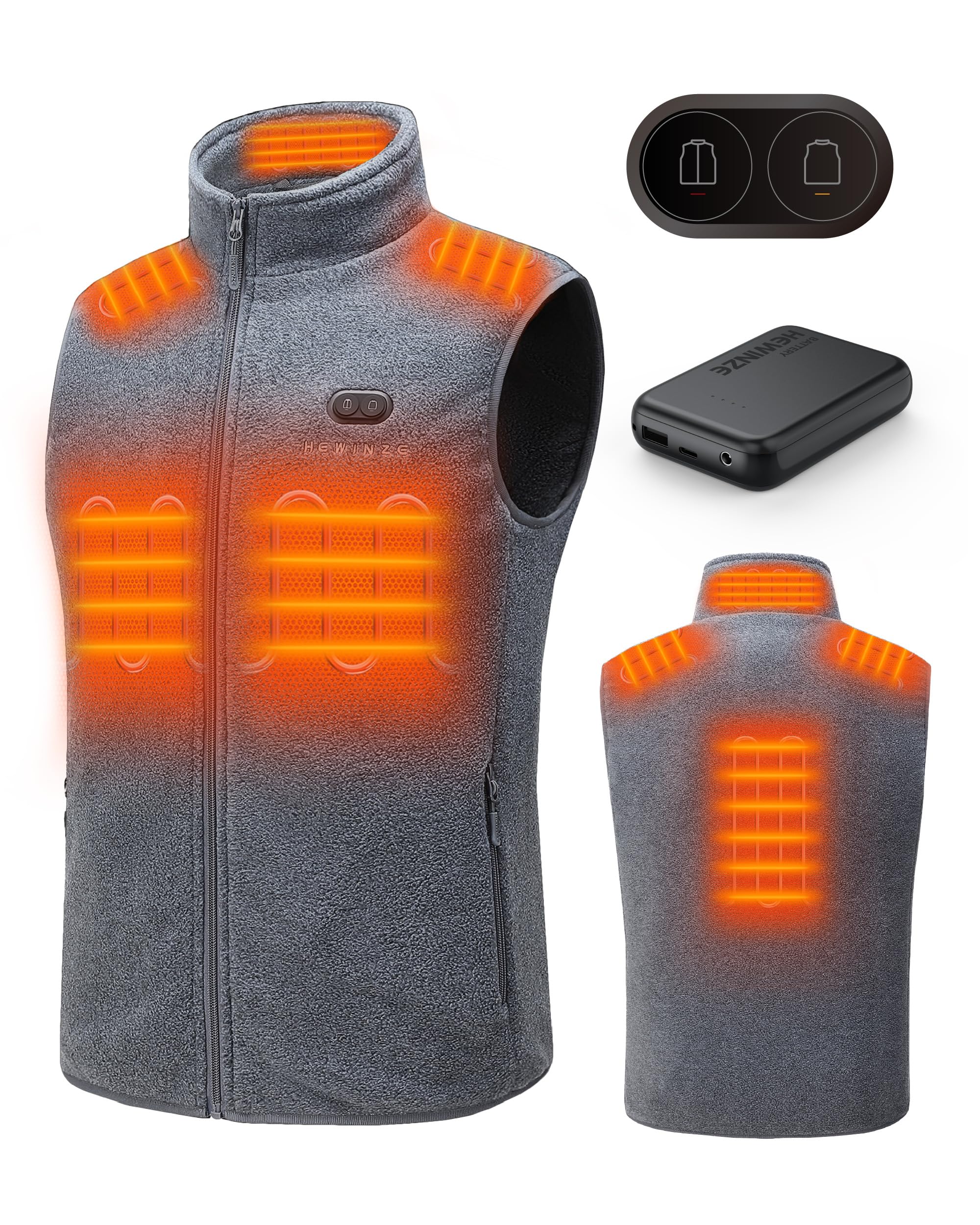 HEWINZE Gilet riscaldato in pile da donna - Gilet caldo con batteria da 7,4 V, gilet riscaldato per la caccia.