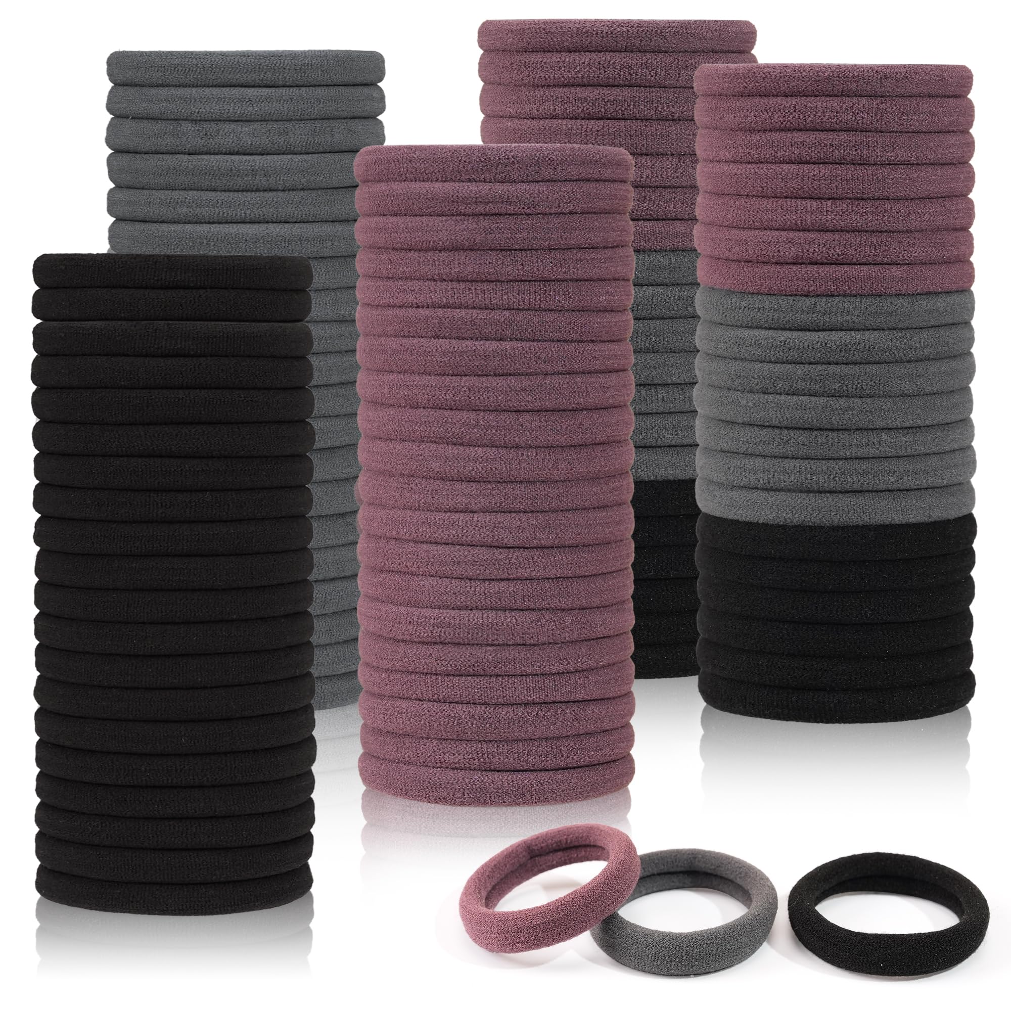 CELLOT Black Hair Ties 4cm Elastic Bands Ponytail Holders Women Girls