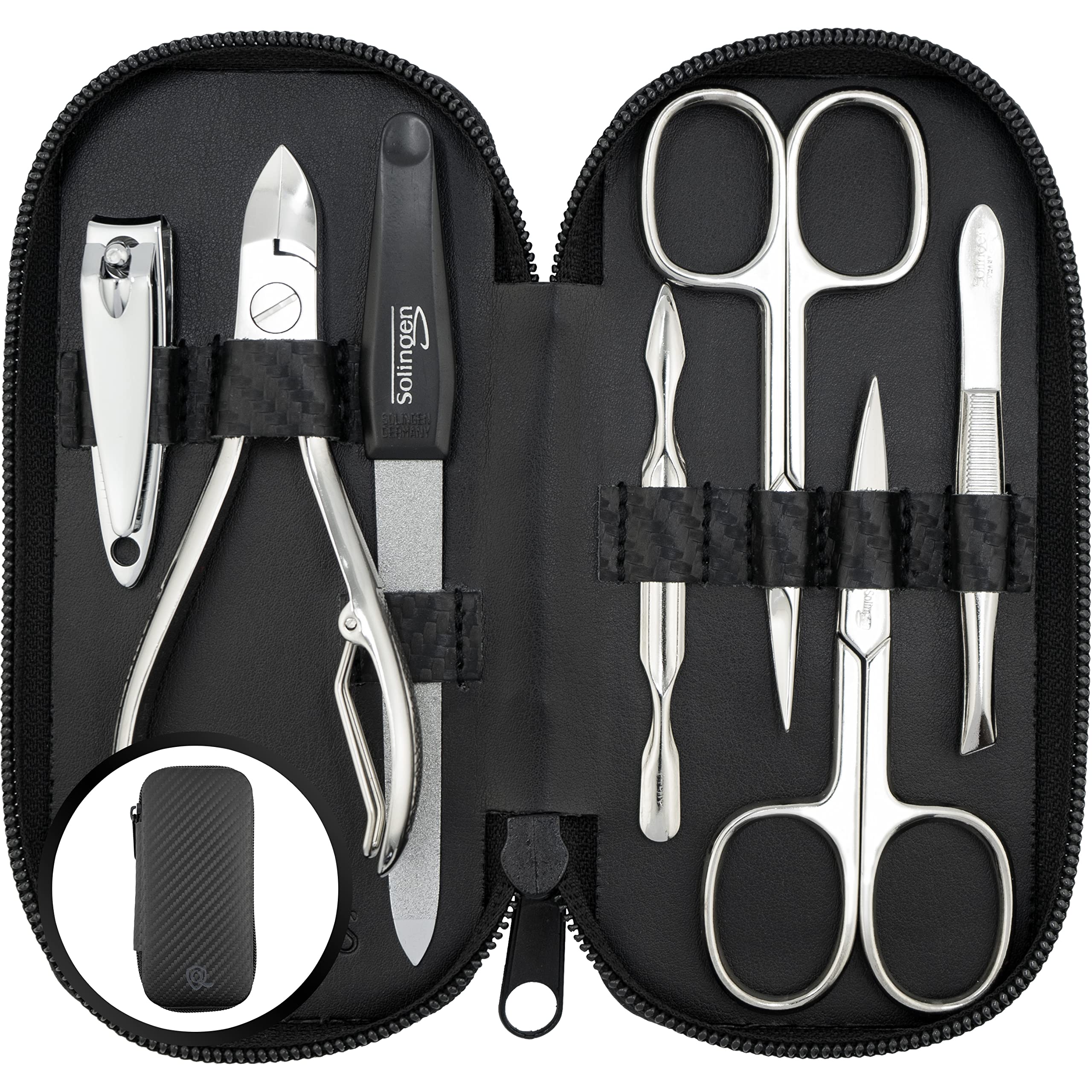 Solingen Manicure Set for Women & Men, 7-Piece Pedicure Kit Made in Germany with Nail Nippers