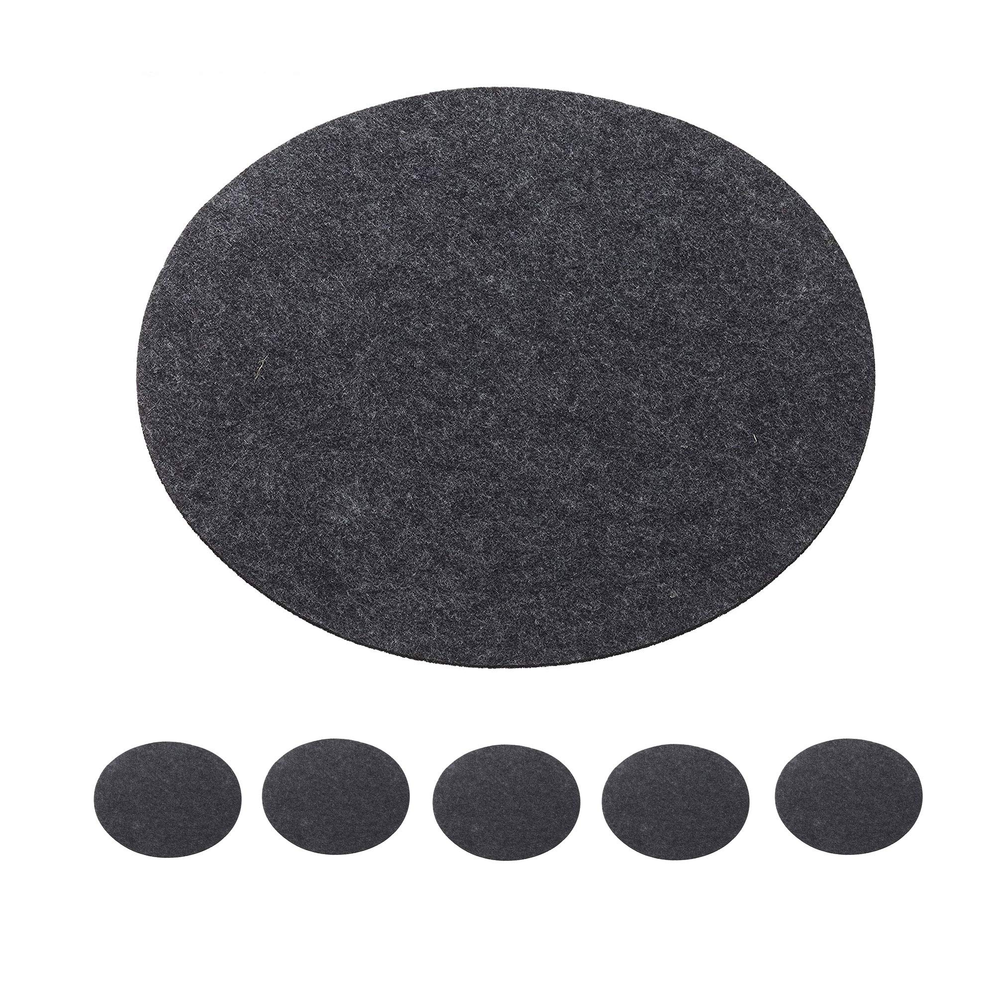 Set 8 Pezzi Tovagliette E Sottobicchieri In Feltro Smøla - Rotonde, Grigie, 37 Cm E 10 Cm - Lavabili, Resistenti Al Calore, Design Scandinavo