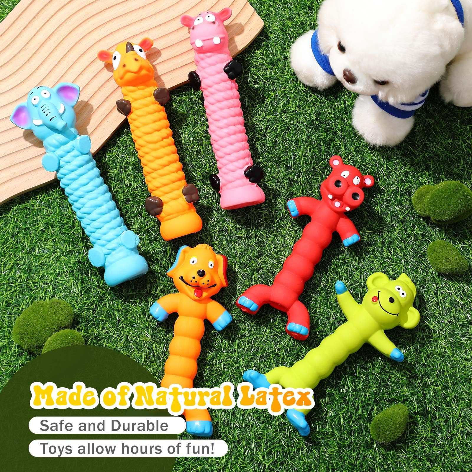 Hiboom Lot de 6 jouets couineurs en latex de 20,3 cm pour chien de petite, moyenne et grande taille