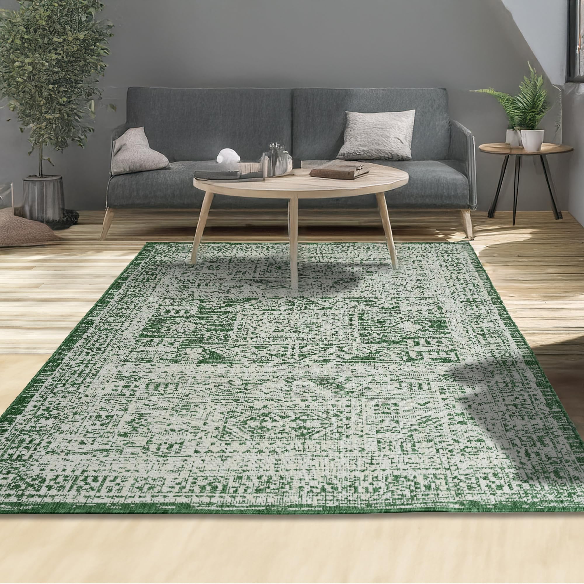 homeart Area Rugs – Durable, Stain-Resistant, Vibrant Geometric Design Carpets – Easy-Clean Rugs for Living Room, Kitchen, Entryway, or Bedroom – Vintage - Green Cream - 160x230 cm