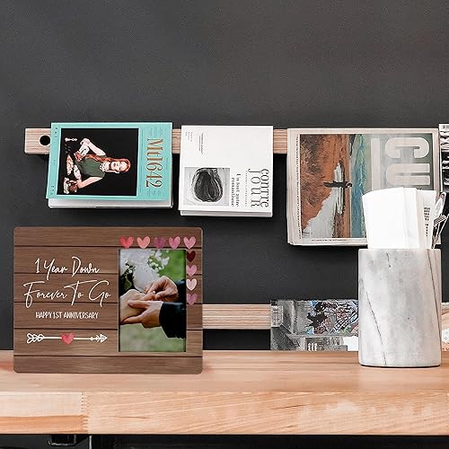 Miniatura 2 de FONDCANYON Marco de fotos de feliz primer aniversario, marcos de fotos de 1 año para siempre para llevar, regalos de aniversario de San Valentín