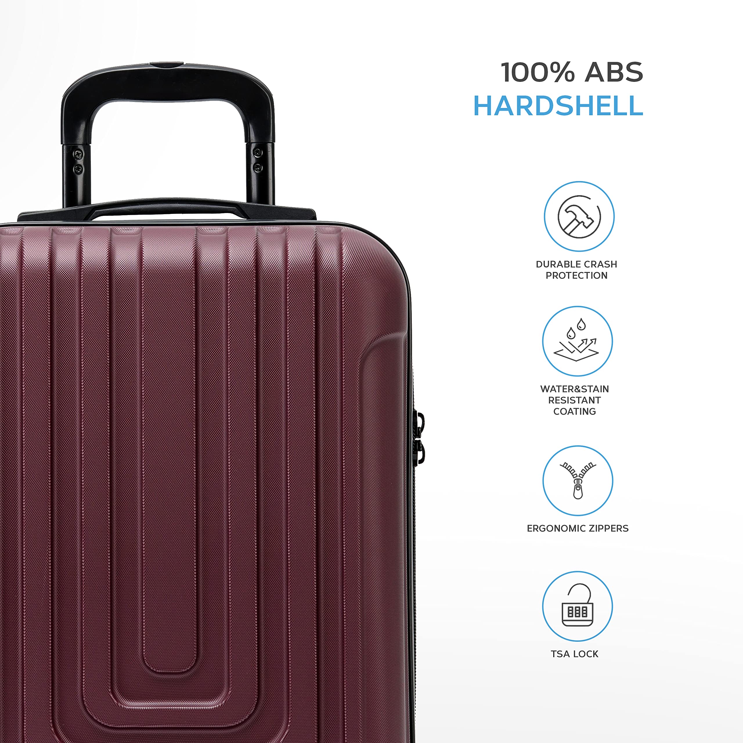 Flight Knight Premium Set of 2 Lightweight Cabin Suitcase - 8 Spinner Wheels - Built-in TSA Lock & USB Port - Luggage Approved for Over 100 Airlines Including easyJet, Ryanair & Jet2-55x35x20cm