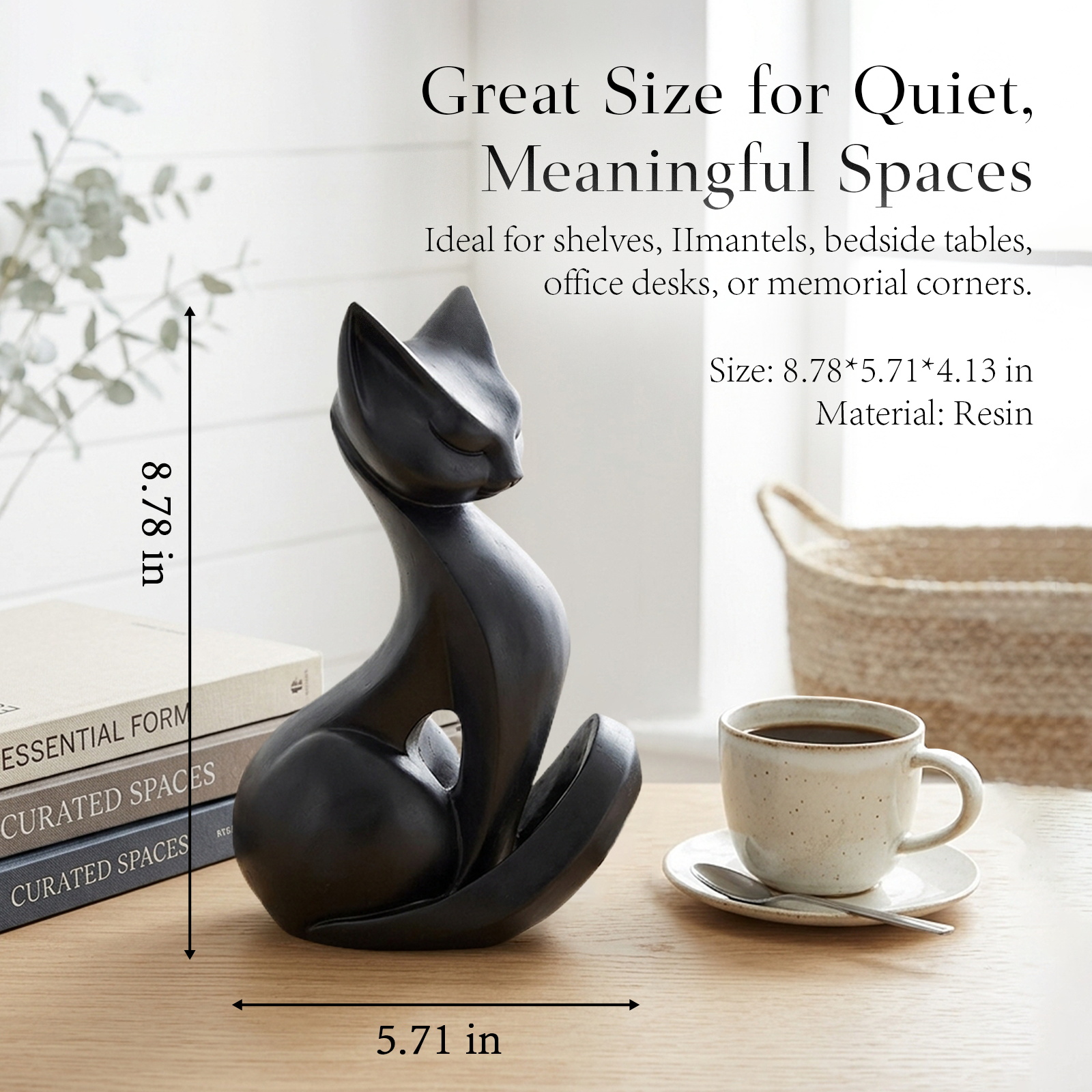Estatua de Gato Negro de Resina para Decoración Moderna miniatura 7