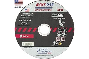 United Abrasives-SAIT 23106 Type 1/41 General Purpose Cut-Off Wheel, 6 x 0.045...