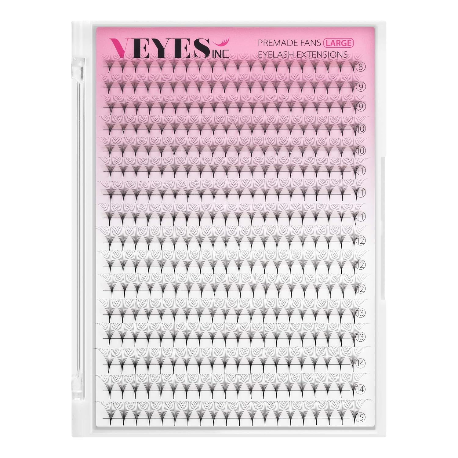 VEYES INC Premade Fans Eyelash Extensions 3D-24D C/D curl Natural & Volume Mixed Length Eyelash Tray, Professional Lash Supplies, Matte Black (10D 0.07 D 8-15mm) 10D 0.07-D 8-15 mm