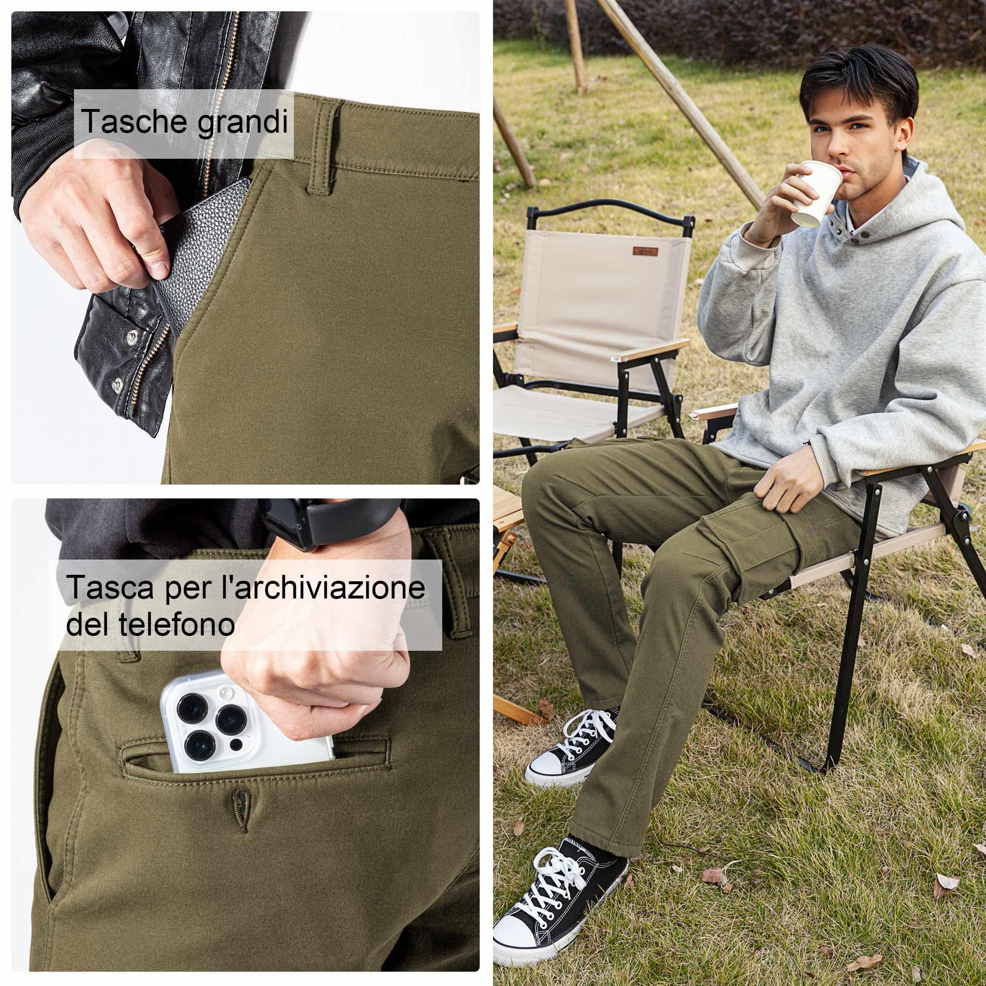 RE&X JEANS COUTURE Pantaloni Cargo Uomo Pantaloni da Lavoro Uomo Cargo Moto Invernali Impermeabili Uomo Pantaloni