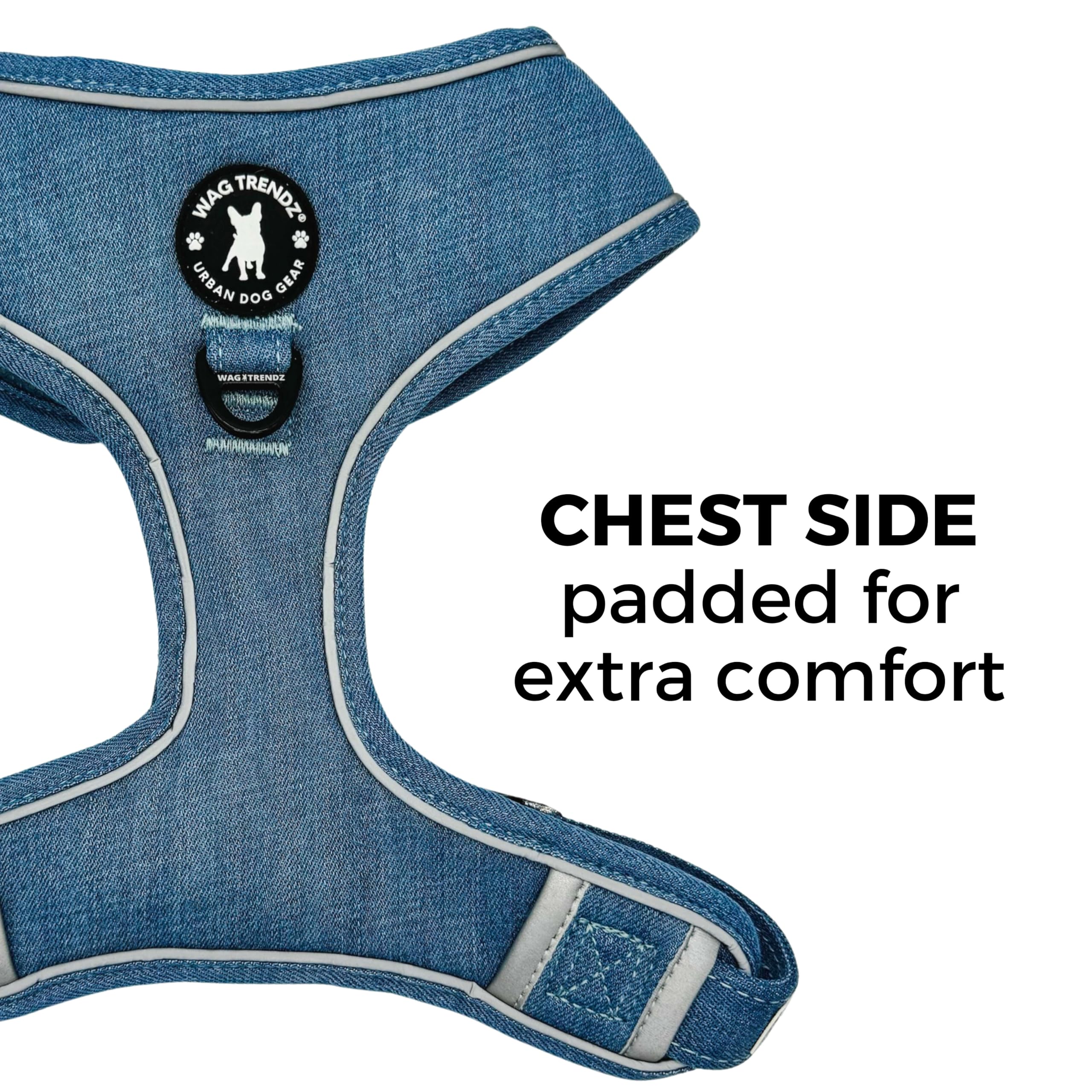 WAG TRENDZ XSmall Dog Harness | No Pull Front Clip Dog Harness | Reflective | Breathable Air Mesh Interior | Real Denim Exterior | Durable & Long Lasting | Downtown Denim | XS - image 5